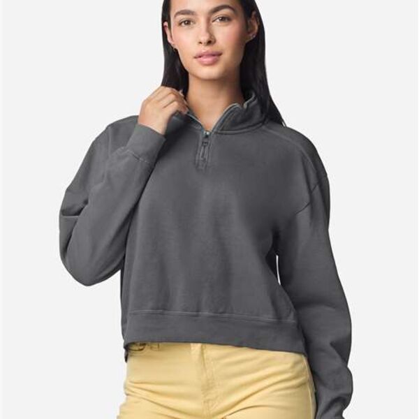 Women's Garment-Dyed Mid-Length Quarter-Zip Sweatshirt Thumbnail
