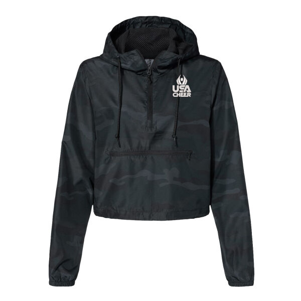  USA Cheer - Women's Lightweight Quarter-Zip Pullover Crop Windbreaker Thumbnail