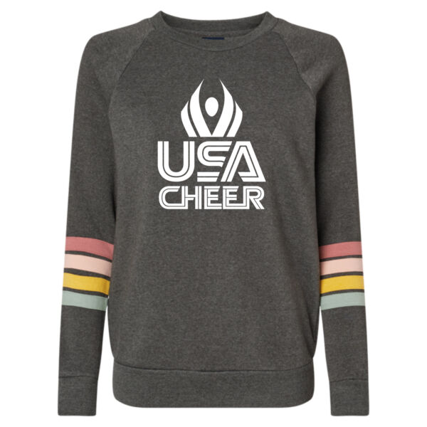 USA Cheer - Women's Striped Sleeves Crewneck Sweatshirt Thumbnail
