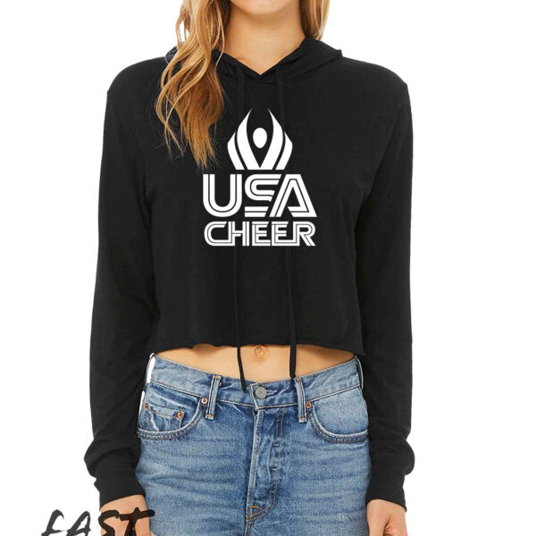 USA Cheer - Women’s Triblend Crop Long Sleeve Hoodie Thumbnail