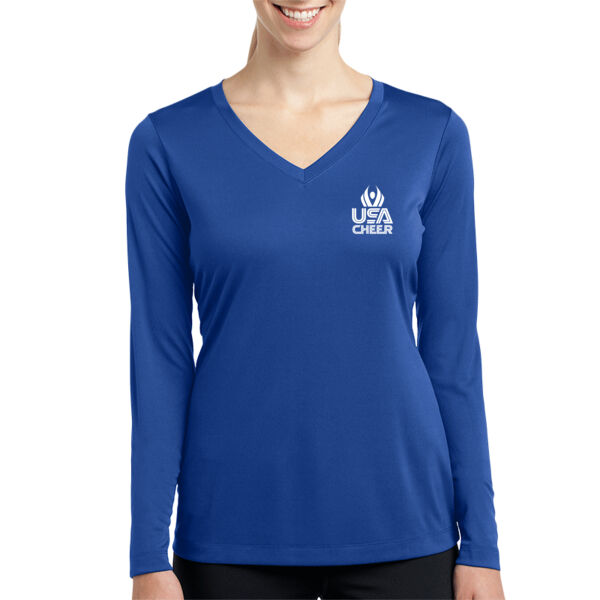 USA Cheer - Women's Long Sleeve PosiCharge ® Competitor V Neck Tee Thumbnail