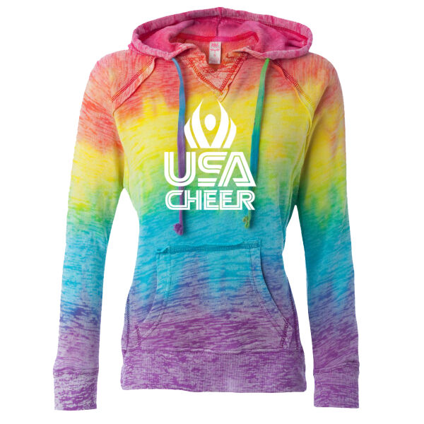 USA Cheer - Women’s Courtney Burnout V-Notch Hooded Sweatshirt Thumbnail
