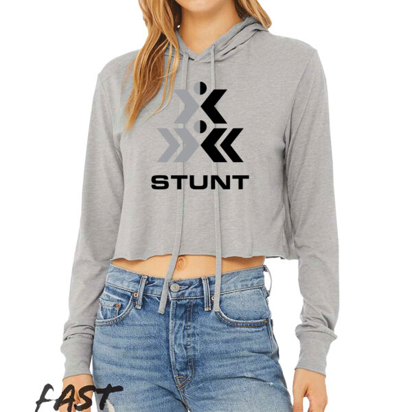 Stunt - Women’s Triblend Crop Long Sleeve Hoodie Thumbnail