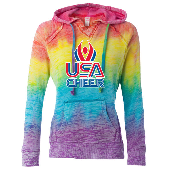 USA Cheer - Women’s Courtney Burnout V-Notch Hooded Sweatshirt Thumbnail