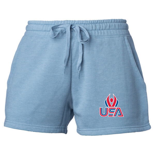 USA Wings - Women’s Lightweight California Wave Wash Fleece Shorts Thumbnail