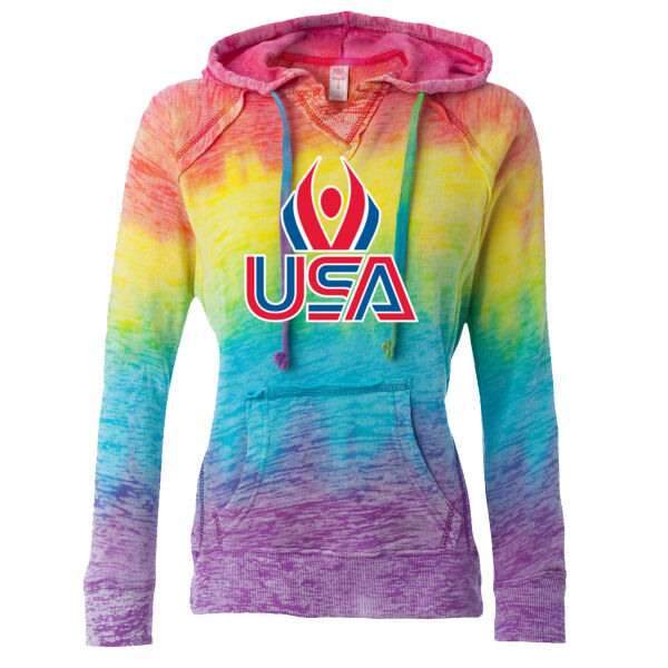 USA Wings - Women’s Courtney Burnout V-Notch Hooded Sweatshirt Thumbnail