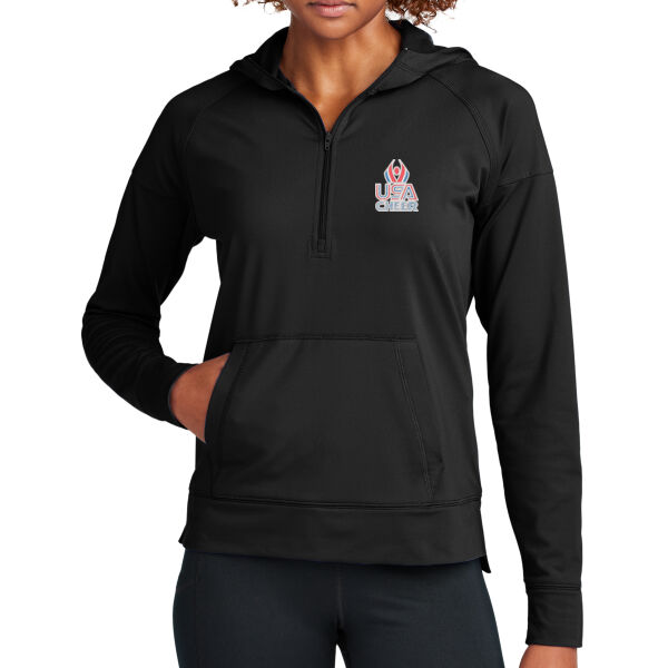 USA Cheer - Women's Sport Wick ® Stretch 1/2 Zip Hoodie Thumbnail