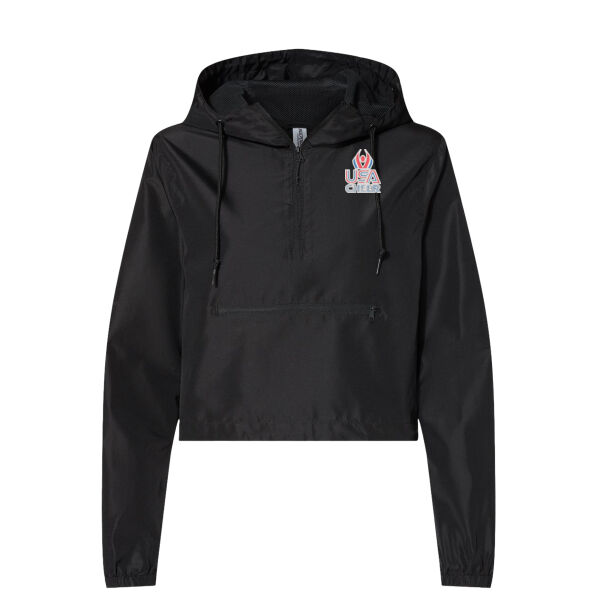 USA Cheer - Women's Lightweight Quarter-Zip Pullover Crop Windbreaker Thumbnail