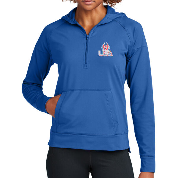 USA Wings - Women's Sport Wick ® Stretch 1/2 Zip Hoodie Thumbnail