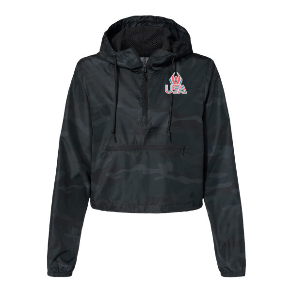 USA Wings - Women's Lightweight Quarter-Zip Pullover Crop Windbreaker Thumbnail