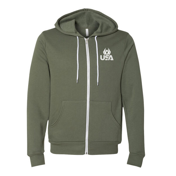 USA Wings - Unisex Sponge Fleece Full-Zip Hoodie Sweatshirt Thumbnail