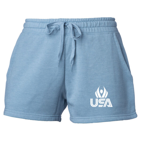 USA Wings - Women’s Lightweight California Wave Wash Fleece Shorts Thumbnail