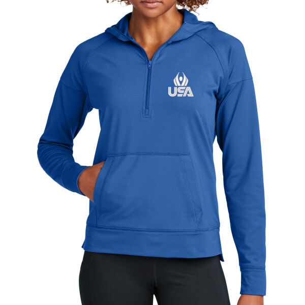  USA Wings - Women's Sport Wick ® Stretch 1/2 Zip Hoodie Thumbnail