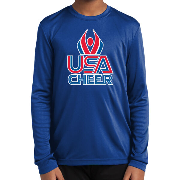 USA Cheer - Youth Long Sleeve PosiCharge ® Competitor Tee Thumbnail