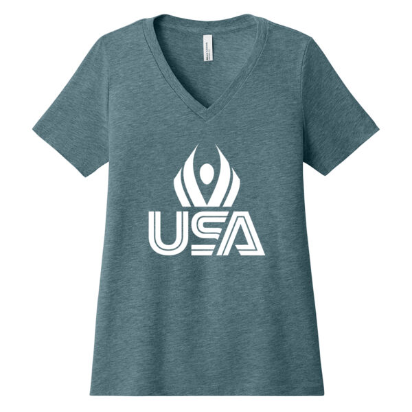 USA Wings - Women's Relaxed Heather CVC V Neck Tee Thumbnail
