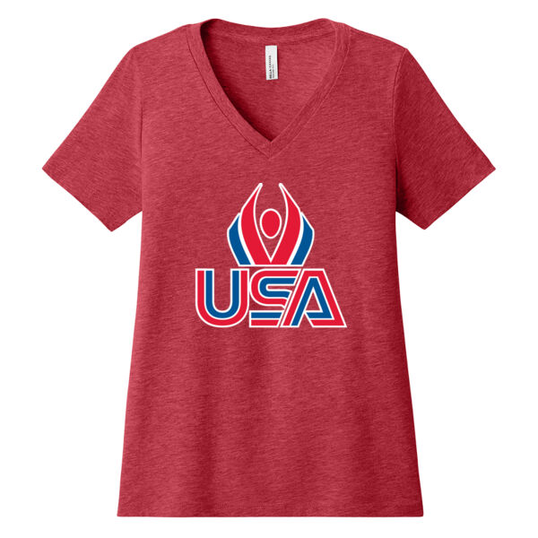 USA Wings - Women's Relaxed Heather CVC V Neck Tee Thumbnail